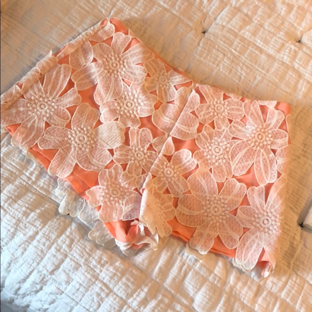 Peach shorts with lace